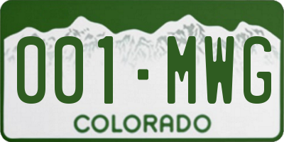 CO license plate 001MWG