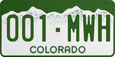 CO license plate 001MWH