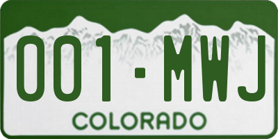 CO license plate 001MWJ