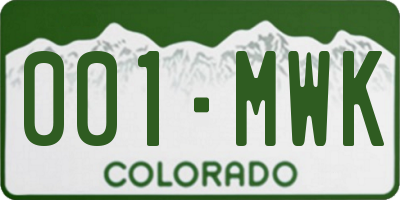 CO license plate 001MWK