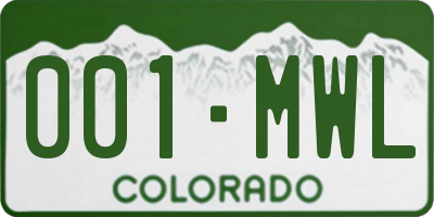 CO license plate 001MWL