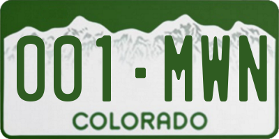 CO license plate 001MWN