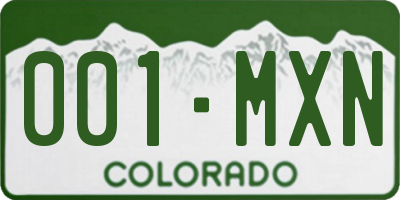 CO license plate 001MXN