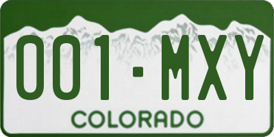 CO license plate 001MXY