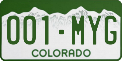 CO license plate 001MYG