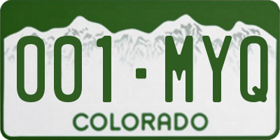 CO license plate 001MYQ