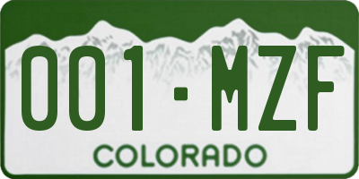 CO license plate 001MZF