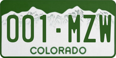 CO license plate 001MZW