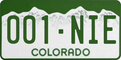 CO license plate 001NIE