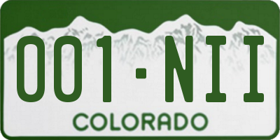 CO license plate 001NII