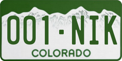 CO license plate 001NIK