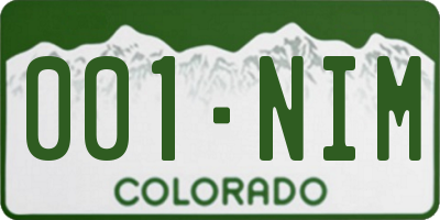 CO license plate 001NIM