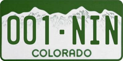 CO license plate 001NIN