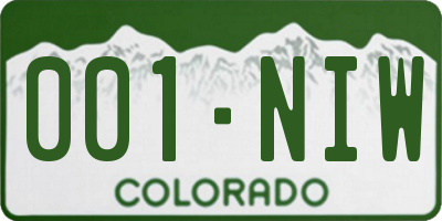 CO license plate 001NIW