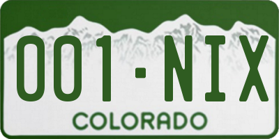 CO license plate 001NIX