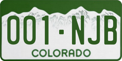 CO license plate 001NJB