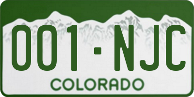 CO license plate 001NJC