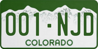 CO license plate 001NJD