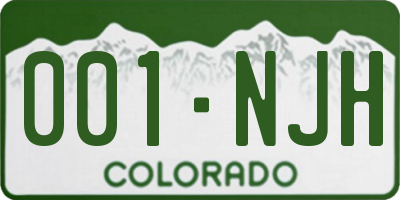 CO license plate 001NJH