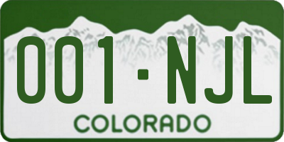 CO license plate 001NJL