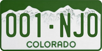 CO license plate 001NJO