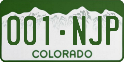 CO license plate 001NJP