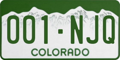 CO license plate 001NJQ