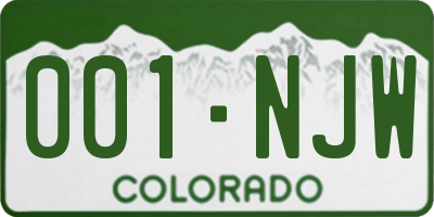 CO license plate 001NJW