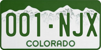 CO license plate 001NJX