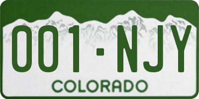 CO license plate 001NJY