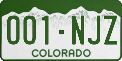 CO license plate 001NJZ