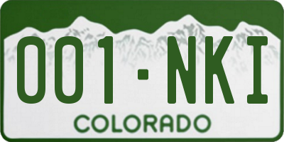 CO license plate 001NKI