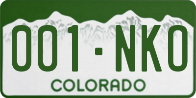 CO license plate 001NKO