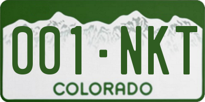 CO license plate 001NKT