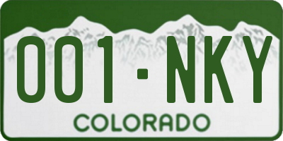 CO license plate 001NKY