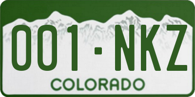 CO license plate 001NKZ