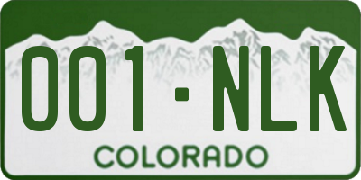 CO license plate 001NLK