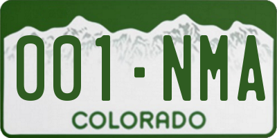 CO license plate 001NMA