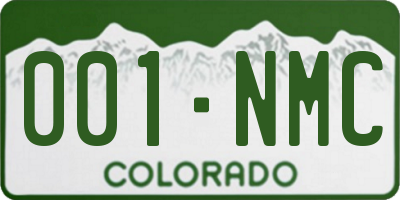 CO license plate 001NMC