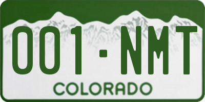 CO license plate 001NMT