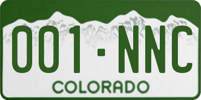 CO license plate 001NNC