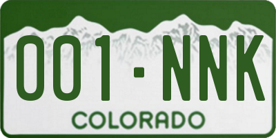 CO license plate 001NNK