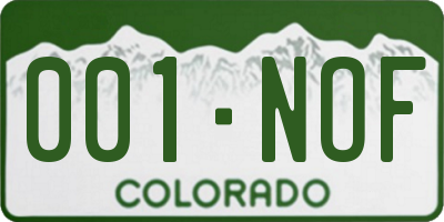 CO license plate 001NOF