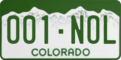 CO license plate 001NOL