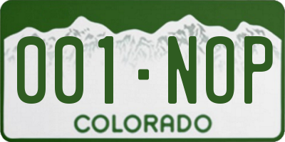 CO license plate 001NOP