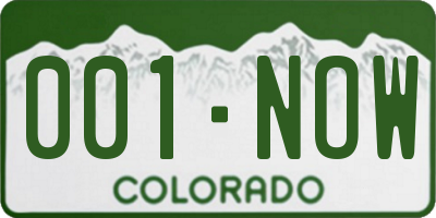 CO license plate 001NOW