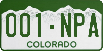 CO license plate 001NPA