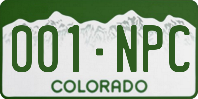 CO license plate 001NPC