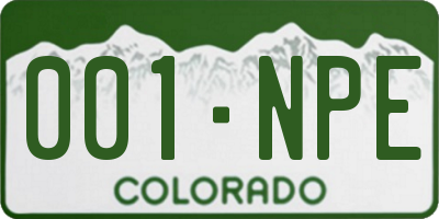 CO license plate 001NPE