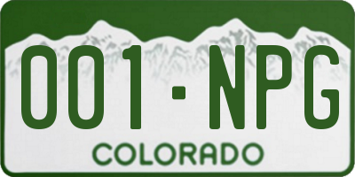 CO license plate 001NPG